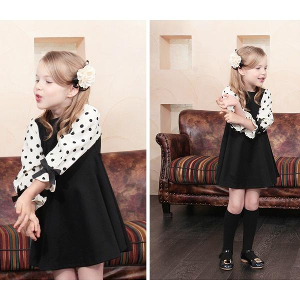 ワンピース フォーマル 女の子 子供服 キッズ 袖 リボン ドット柄 可愛い フレア ブラック 黒 Buyee Buyee Japanese Proxy Service Buy From Japan Bot Online