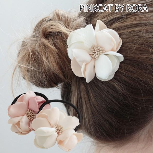 ヘアゴム ヘアアクセサリー フォーマル 女の子 可愛い コサージュ お花 ピンク アイボリー Rora 通販 Yahoo ショッピング