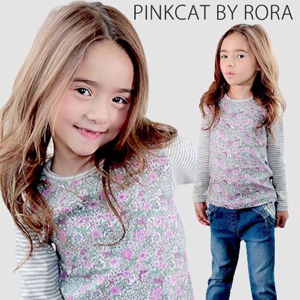 長袖 カットソー カジュアル ナチュラル 女の子 子供服 トップス キッズ 可愛い 花柄 ボーダー 春 秋 冬 ピンク グレー Buyee 日本代购平台 产品购物网站大全 Buyee一站式代购 Bot Online