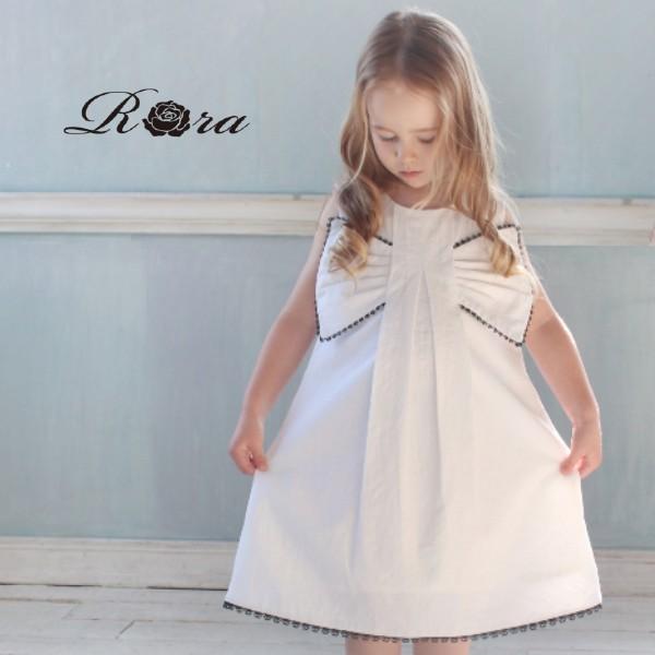 子供 ワンピース 子供服 女の子 ドレス リネン リネンワンピース 前リボン 白 黒 フォーマル 1101 Rora 通販 Yahoo ショッピング