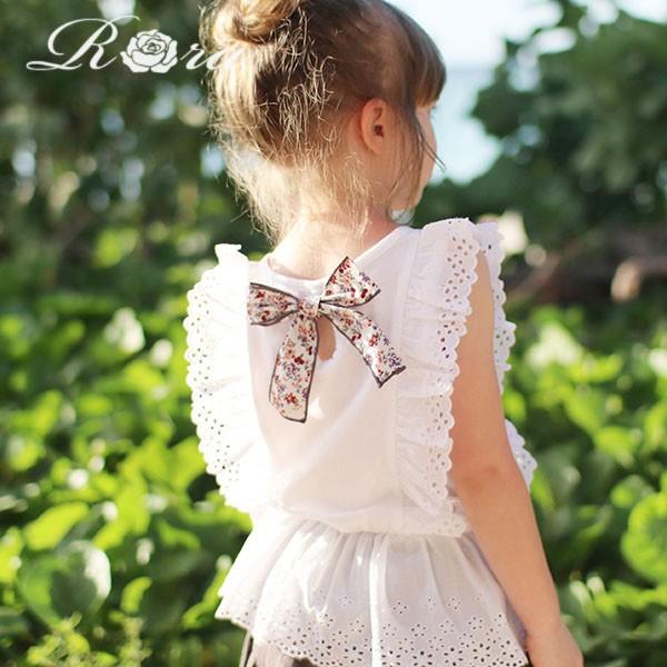 ノースリーブ タンクトップ Tシャツ リボン 肩フリル 100 110 1 130 140 女の子 服 トップス 無地 白 ブラウス 春 夏 Ca12 Rora 通販 Yahoo ショッピング