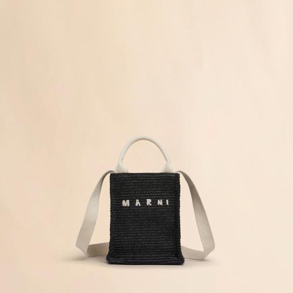 MARNI（マルニ） ブラック ラフィアエフェクトミニトートバッグ