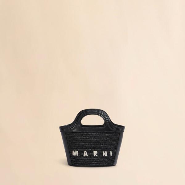MARNI TROPICALIA ラフィアマイクロバッグ MARNI（マルニ） ブラック レザー ラフィアエフェクト ファブリック製