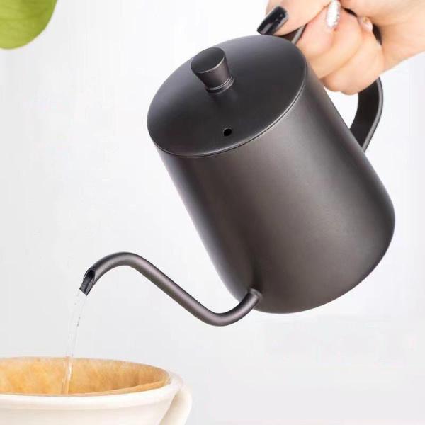 コーヒードリップポット350ML600MLステンレスドリップケトルハンドドリップコーヒーポットファイン口ポットブラックzh-110