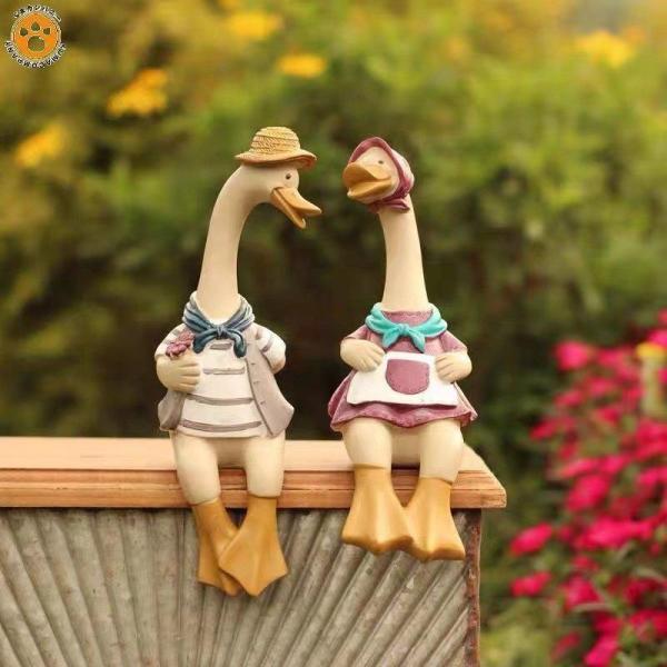 置物 アヒル ダック 夫婦 樹脂 北欧 ガーデニング 飾り物 庭 ガーデン おしゃれ オブジェ オーナメント カントリー雑貨 インテリア 部屋装飾品