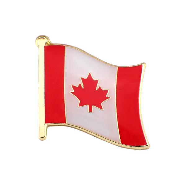 ピンバッジ◇カナダ 国旗デラックス薄型キャッチ付き カエデ 赤い楓