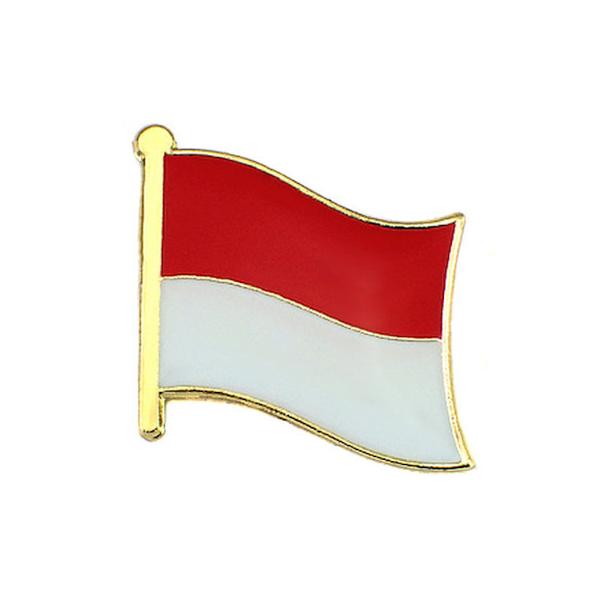 ピンバッジ◆インドネシア 国旗デラックス薄型キャッチ付き 赤と白 ピンズ INDONESIA FLAG ピンバッチ タイタック