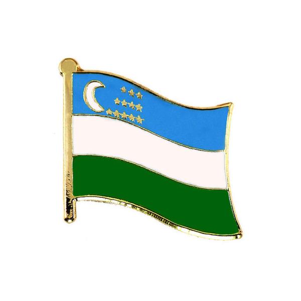 ピンバッジ◆ウズベキスタン 国旗デラックス薄型キャッチ付き 三日月 ピンズ UZBEKISTAN FLAG REPUBLIC-OF-UZBEKISTAN