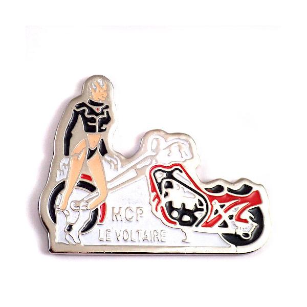 ピンバッジ・セクシー女の子アメリカンバイク二輪オートバイ赤