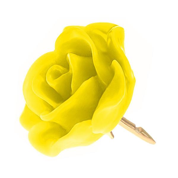 金色のバラのピンバッジ ピンバッジ◇イエロー 黄色 カナリア色 バラの花 ばら ローズ 薔薇