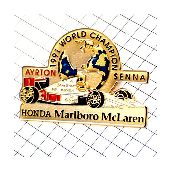 ピンバッジ・アイルトンセナ世界チャンピオン車ホンダF1マルボロ