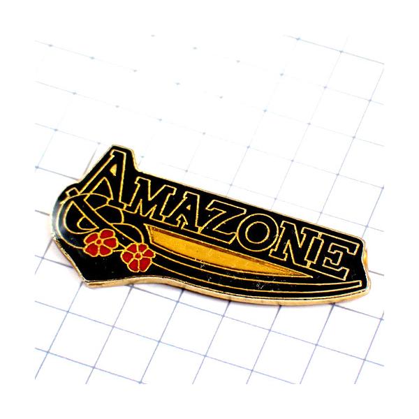 ピンバッジ・アマゾン赤い花とフェンシング剣 AMAZONE◇フランス限定