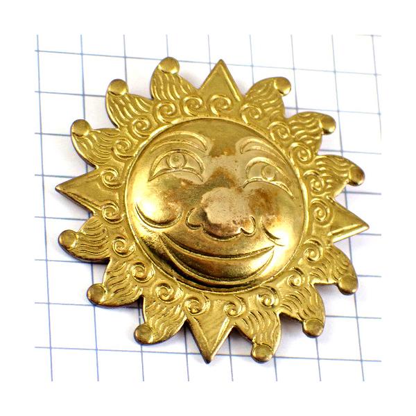 ピンバッジ・笑顔の太陽ゴールド金色◇フランス限定ピンズ◇レアな