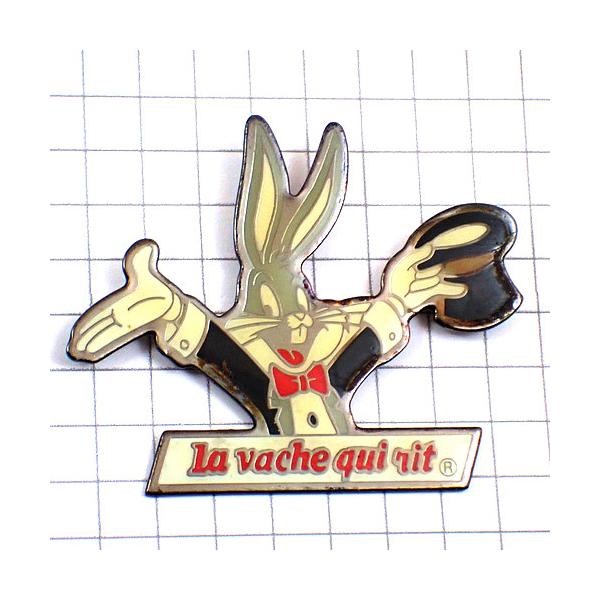 ピンバッジ・バックスバニー蝶ネクタイ漫画チーズ笑う牛◇フランス限定