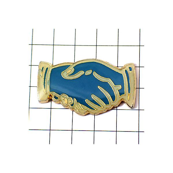 ピンバッジ・がっちり握手ブルー青◇フランス限定ピンズ◇レアな