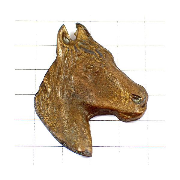 ピンバッジ・ブロンズ色の馬の頭アンティーク真鍮色◇フランス限定
