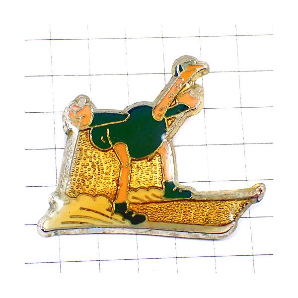 ピンバッジ・ダチョウ動物オリンピック駝鳥スキー◇フランス限定ピンズ