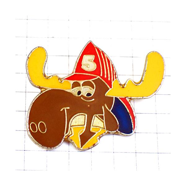 ピンバッジ・ロッキーとブルウィンクルの大冒険５番の赤い帽子ヘラジカ THE-ADVENTURES-OF-ROCKY-AND-BULLWINKLE-AND-FRIENDS USA