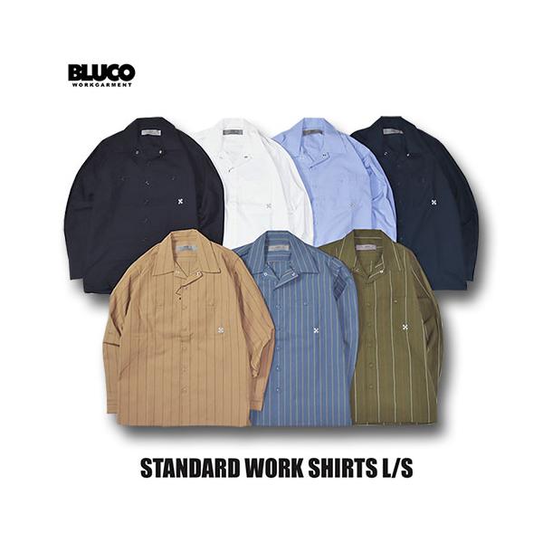 BLUCO(ブルコ)OL-0109 STANDARD WORK SHIRT L/S 7色(L.BLU/WHT/NVY/BLK/S.BLU.STP/OLV.STP/BEG.STP) BLUCO（ブルコ） OL-0109 STANDARD WORK SHIRT L/S 7色(L.BLU/WHT/NVY