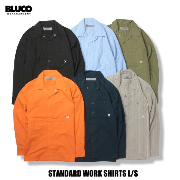 BLUCO（ブルコ） OL-109-022 STD WORK SHIRTS L/S 6色(BLK/NVY/OLV/ORG