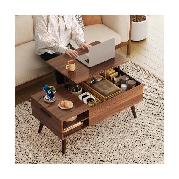 ローテーブル 昇降式 コーヒーテーブル 木製リフティングテーブル ビンテージ ローテーブル 昇降式 コーヒーテーブル 木製リフティングテーブル