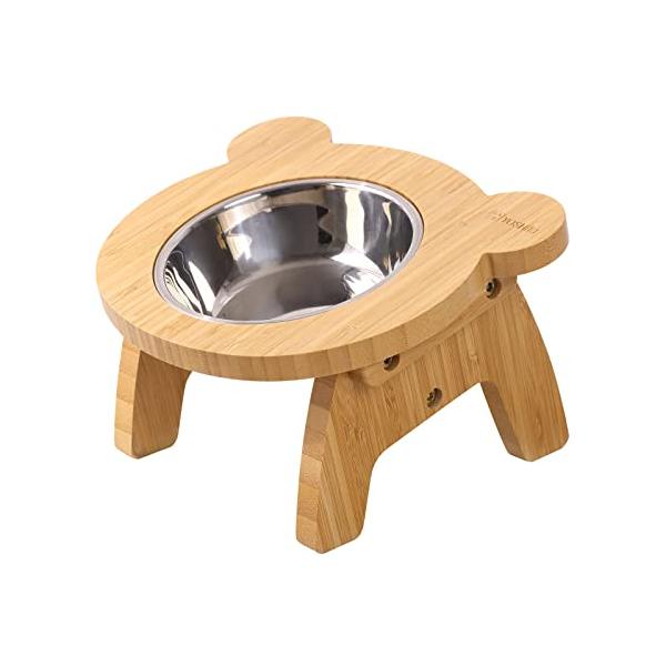 他サイト： 良木工房(YOSHIKI) 竹製 ペット用食器台 フードボウル 猫 食器 餌 水入れ 猫用 犬用 食器台 ペットボウル お皿 食べやすい ペットの商品画像