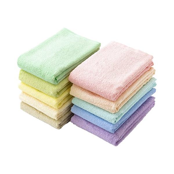 Kosugizen フェイスタオル 徳用カラータオル 10色各1枚入 34×80cm 乾きやすい薄手タイプ まとめてお得 10枚セット SV-75