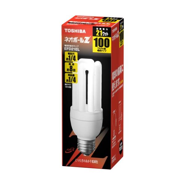 TOSHIBA ネオボールZ 電球形蛍光ランプ 電球100Wタイプ 電球色 EFD21EL