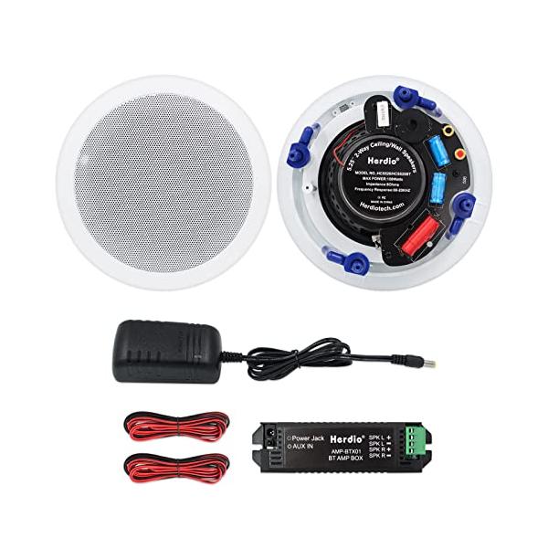 Herdio300WBluetooth天井埋め込み型スピーカー2ウェイ/ラウンド型/1本ホワイト18.5cm8Ω天井スピ
