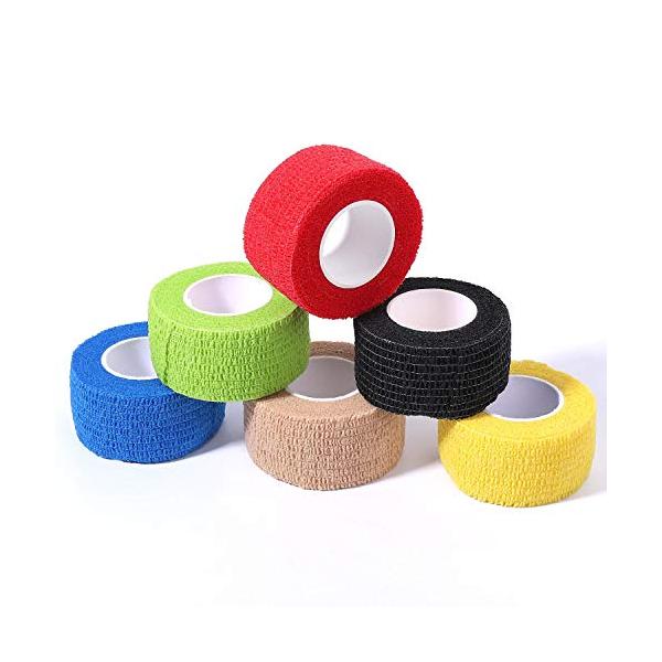 他サイト： テーピング自着性不織布エラスチックバンデージ筋肉・関節サポート弾性包帯伸縮性通気性厚手タイプ6巻入2.5cm*4.5mの商品画像