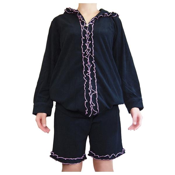 大人かわいい！肌触りのいいパイル生地のパーカーセットです。フリルのアクセントがかわいいジッパー式前開きマタニティパジャマ。インナーの上に羽織ってちょっとおしゃれな部屋着にも。大きなお腹もすっぽりのゆったりサイズです。ベーシックなパーカーに、...