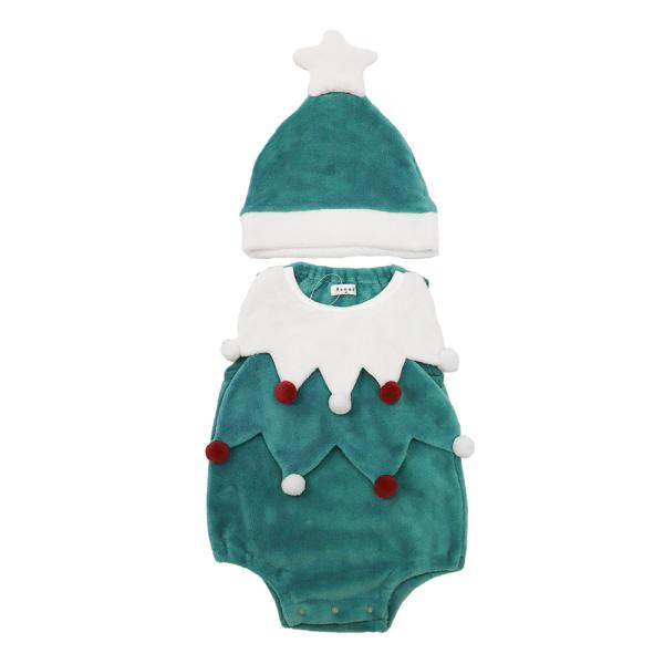 アエナック Aenak ベビー クリスマス仮装 ツリー ボア ロンパース  帽子 2点セット 635001 グリーン 80-90cm