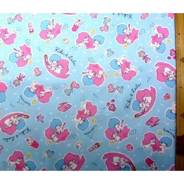 キャラクター 生地 キキララ （ リトル ツイン スターズ ) ブルー系 柄