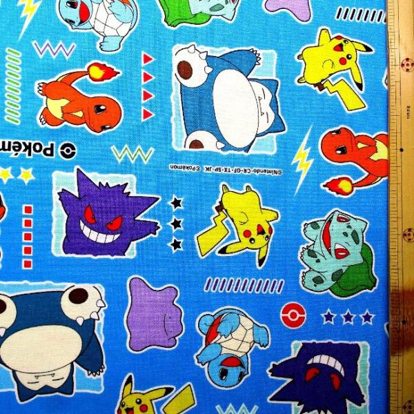 キャラクター 生地 布 ポケットモンスター （ ブルー系 ) 柄番号143 （ 2026 - 2027 ) オックス （ 綿100％ ) 生地幅−約108cm kk-8345
