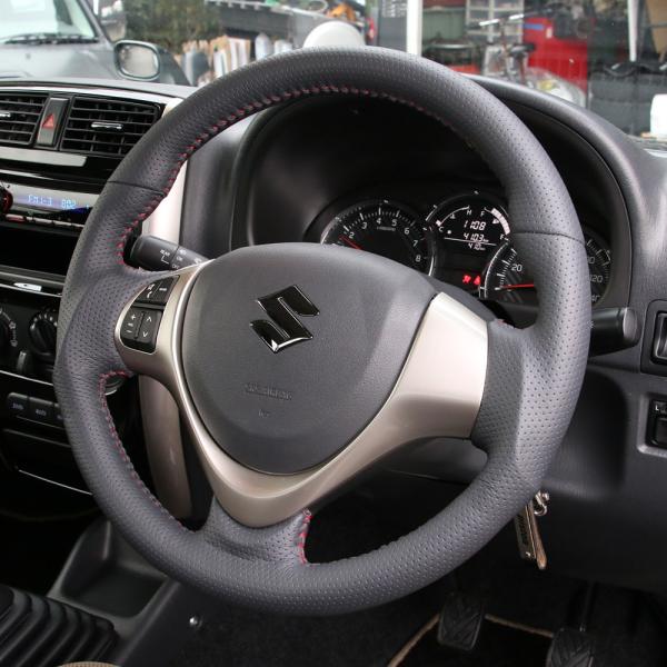 ホンダ 本革仕上げ 赤ステッチ付 ステアリング エアバックカバー【美品】♪ ホンダ 本革仕上げ 赤ステッチ付 ステアリング エアバックカバー