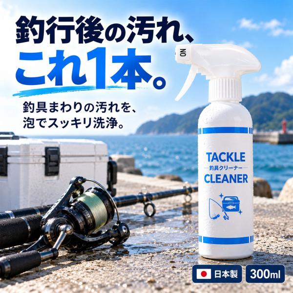 釣具クリーナー TACKLE CLEANER 300ml 泡スプレー 日本製 ロッド ルアー クーラーボックス 洗浄 お手入れ