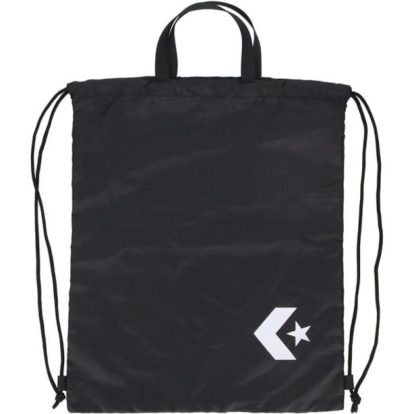 コンバースのナップサック。体育館内や宿泊先からのちょっとした移動にも便利な巾着。素材：ポリエステルサイズ：W44×H48CM重量：60G仕様：バスケットボール収納可、シューズ収納可、A3サイズ対応、長財布横向きに収納可、ペットボトル500M...