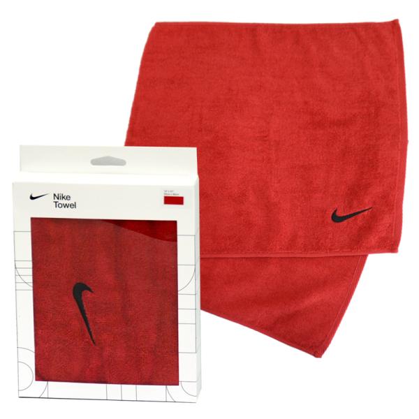 NIKE(ナイキ) ナイキ ソリッドコアタオル ミディアム スポーツタオル フェイスタオル ロゴ刺繍 汗拭きタオル TW2001 レッド