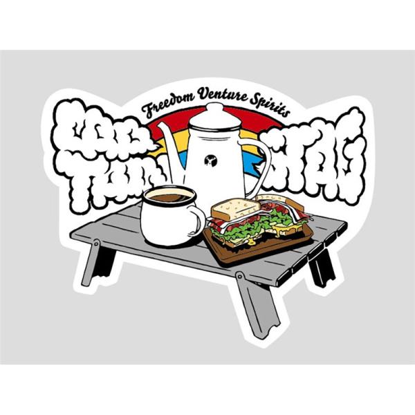 ＣＡＰＴＡＩＮ　ＳＴＡＧの代表作であるアルミロールテーブル＜コンパクト＞をモチーフにした、シンボリックアイテムシリーズステッカー。ノートＰＣ、タブレットや収納ボックスなどのデコレーションに。素材：塩化ビニル樹脂サイズ：（約）７６×６２ｍｍ車...