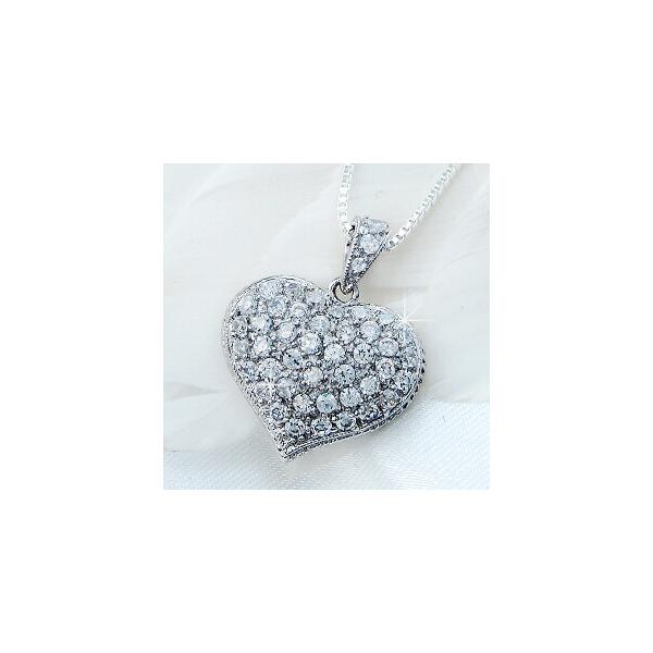 ネックレス シルバー シルバー925 Silver925 ペンダント レディース 金属アレルギー ベネチアン ボックスチェーン ハート パヴェフルハート シルバーネックレス