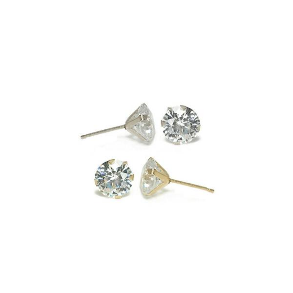 ピアス 14金ピアス 18金ピアス スキンジュエリー金属アレルギー対応 レディース 4mm 14Kホワイトゴールド WG 18Kイエローゴールド YG 一粒ピアス
