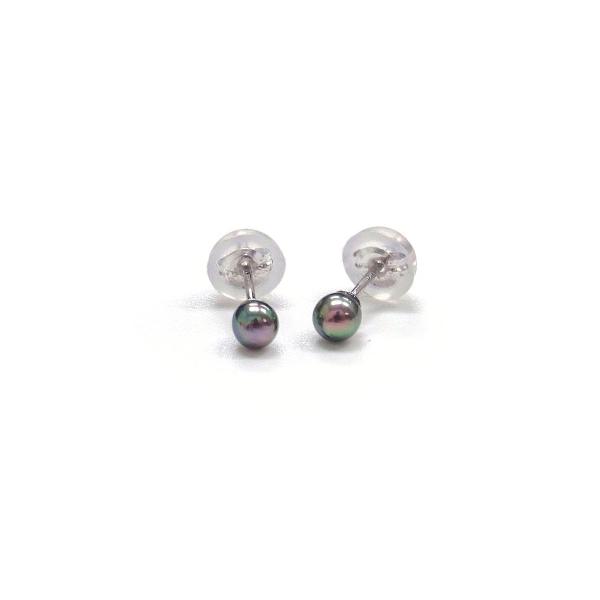 アコヤ黒真珠 ベビーパールピアス イヤリング 3-3.5mm ラウンド 