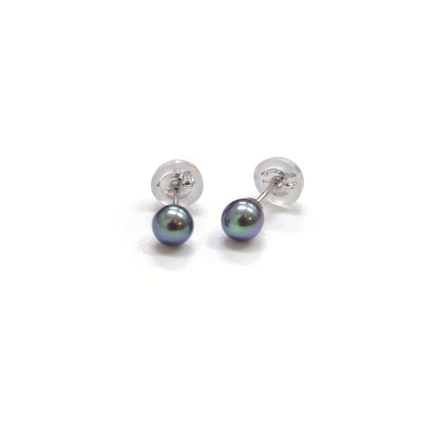 アコヤ黒真珠 ベビーパールピアス イヤリング 3.5-4mm ラウンド