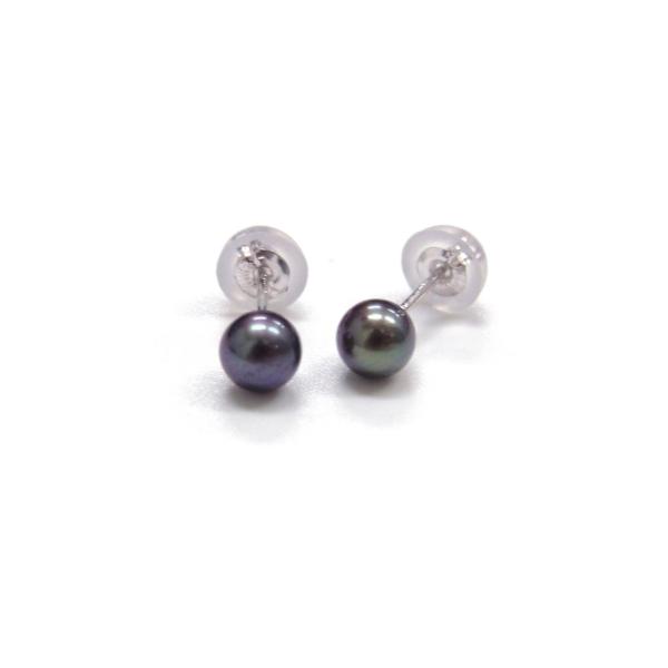 アコヤ黒真珠 ベビーパールピアス イヤリング 4-4.5ｍｍ ラウンド K14WG K18YG SV ブラック(染め)  直結 ユニセックス