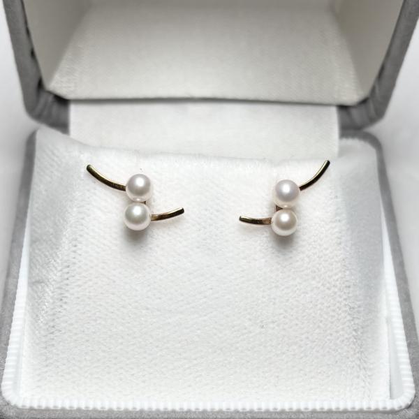 ≪1点物≫アコヤ真珠 パールピアス 3.5-4ｍｍ ベビーパール ホワイト ラウンド K18YG 18金 　