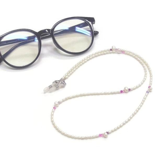 2wayパールメガネチェーン ネックレス 淡水真珠 ベビーパール 白