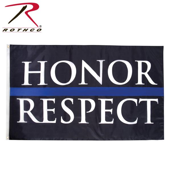 Rothco ���X�R�@Honor &amp; Respect Thin Blue Line Flag - 3' X 5'