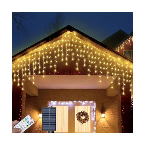 【商品概要】?【多用途の屋内、屋外の飾りライト】400球 10M つららライトは400高輝度LED電球がつらら状に垂れ下がり真冬の氷柱が輝いているような演出、電飾ケーブル長さ: 約10m 電源コード長さ：約3m,十分な長さで3種類取り付け方...