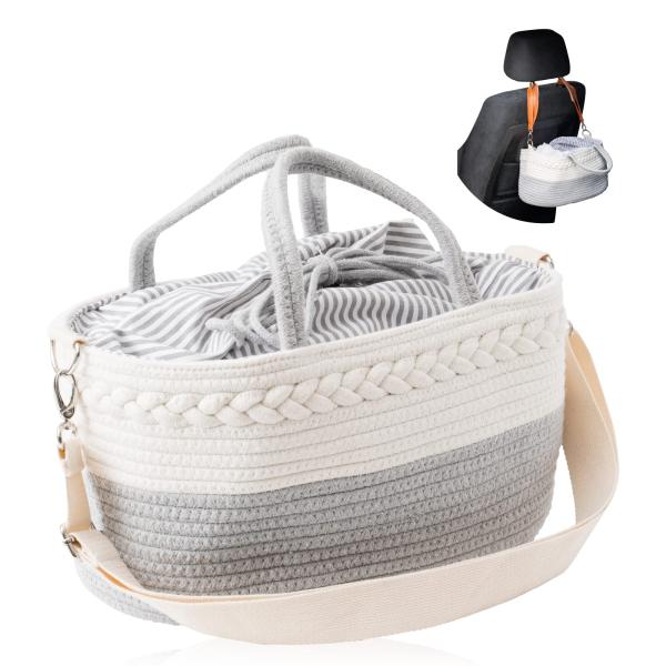 【商品概要】【巾着付き】ふた付きなので中身を隠すことが出来ます。外出時、中身がみえないように巾着ふたで閉めればホコリ等も入らず衛生的です。かわいい作りなのでどんなインテリアにも馴染めます。【 固定できる】ほとんどのベビーカー・椅子・ベビサー...