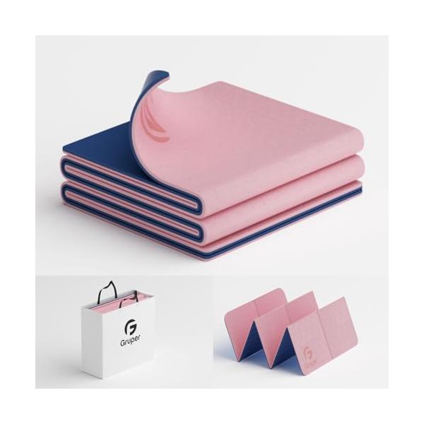 【商品概要】?【5秒簡単収納、省スペース&amp;持ち運びに便利な折りたたみヨガマット】普通の丸めて収納するタイプと異なって、折りたたみヨガマットは持ち運びや収納にもっと便利！ヨガマット折り目ラインで様々なポーズをチェックできて便利!折り目...